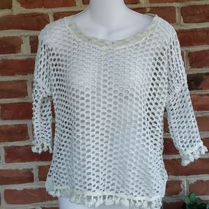 🏡DV Boho Mint Green Fishnet Tassel Top